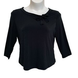 Merona Blouse Top Womens Size X-Large Black 3/4 Sleeve Stretch Side Neck Tie
